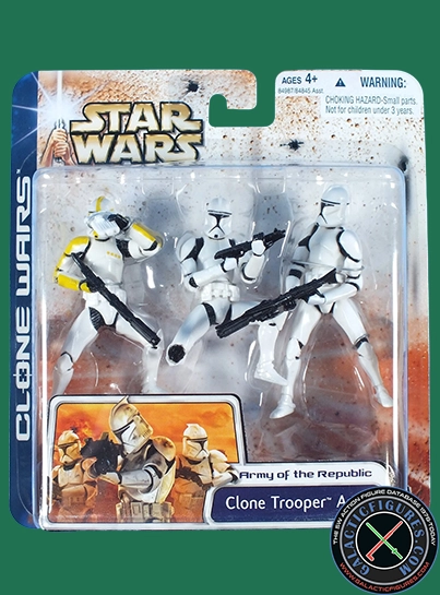 Clone Trooper 3 Pack #3 (with all white armored clone commander) Clone Wars 2D Micro-Series (Realistic Style)