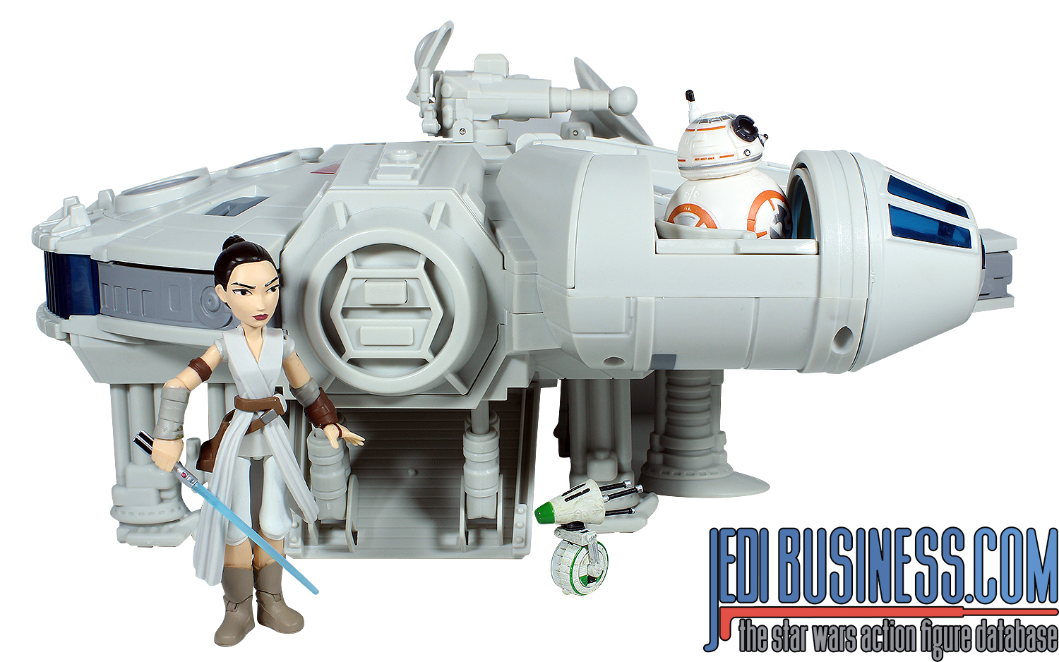 Rey With BB-8, D-0 And Millennium Falcon