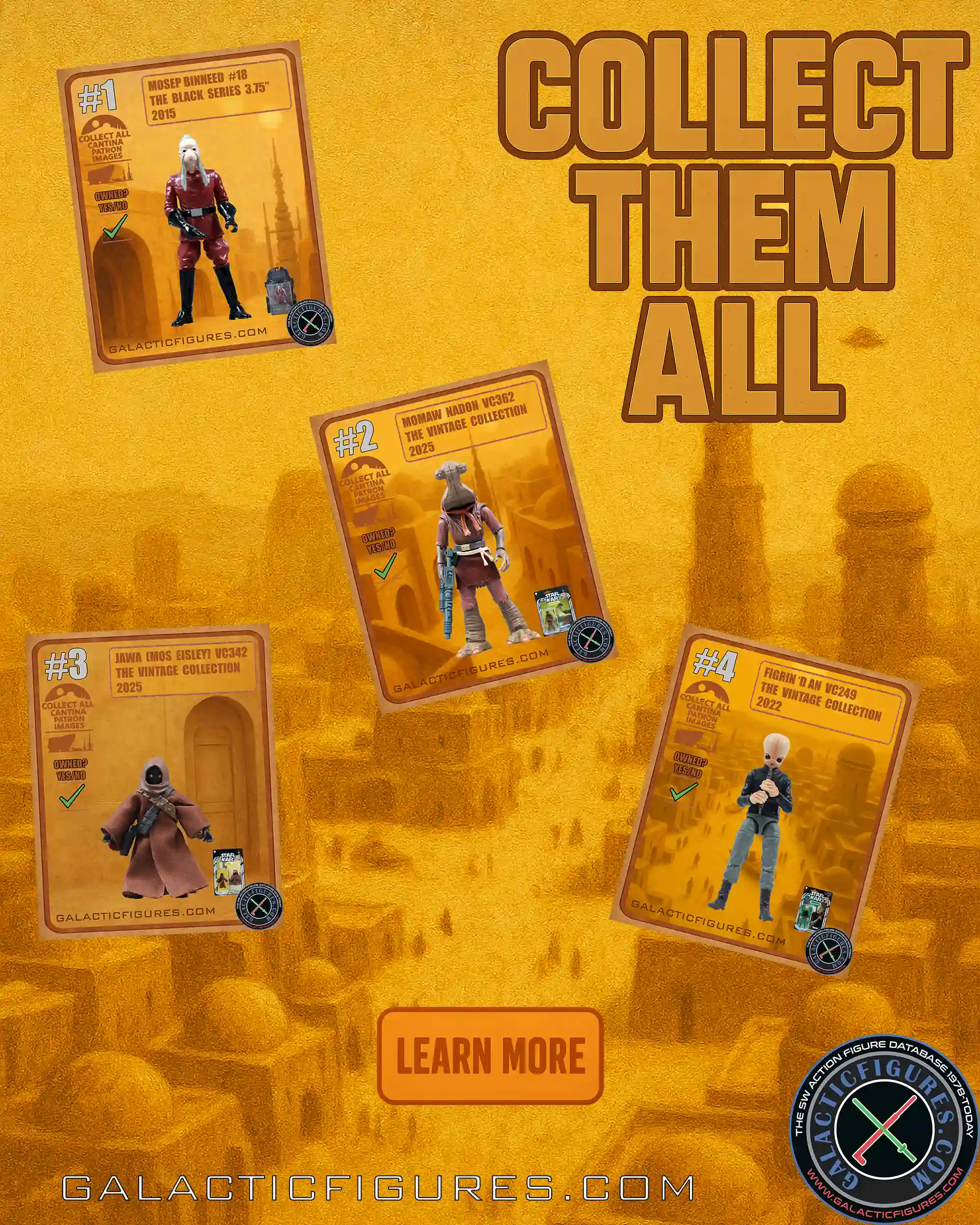 Collect Them All! Trading Card Style Cantina Aliens!