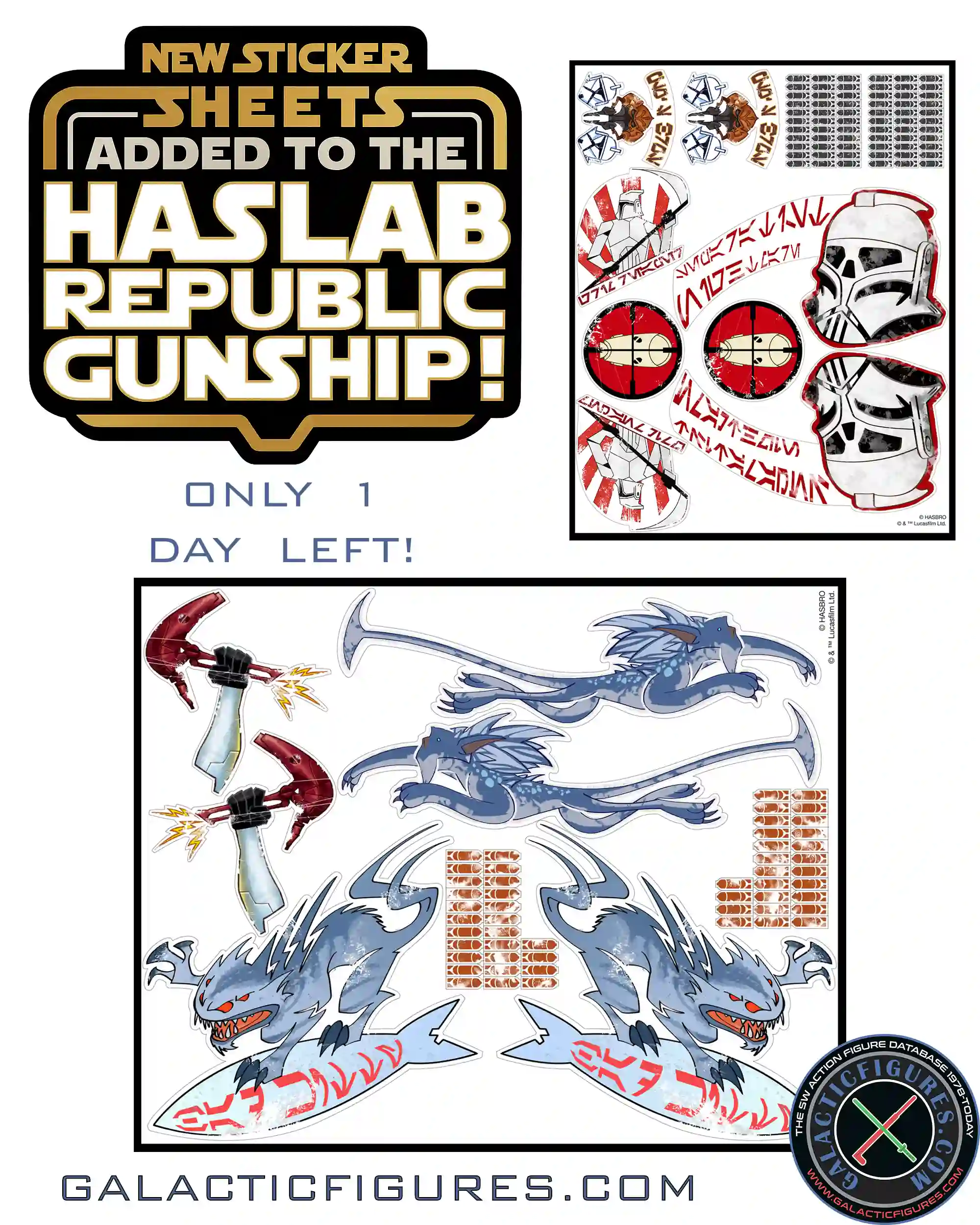 FINAL CALL: Back the HasLab Galactic Republic Gunship! New Sticker Sheet!