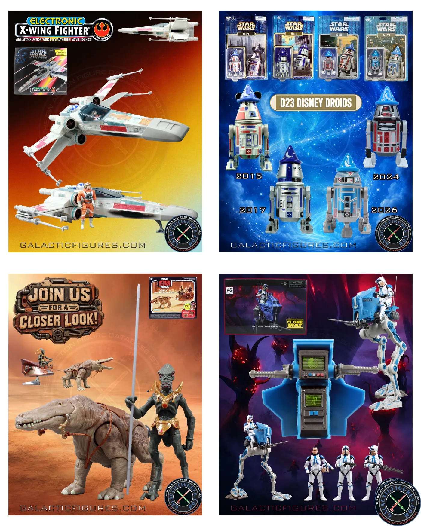 August 2026 Star Wars action figure recap featuring D23, the Vintage Collection INT-4 Interceptor and GalacticFigures Collector’s Corner