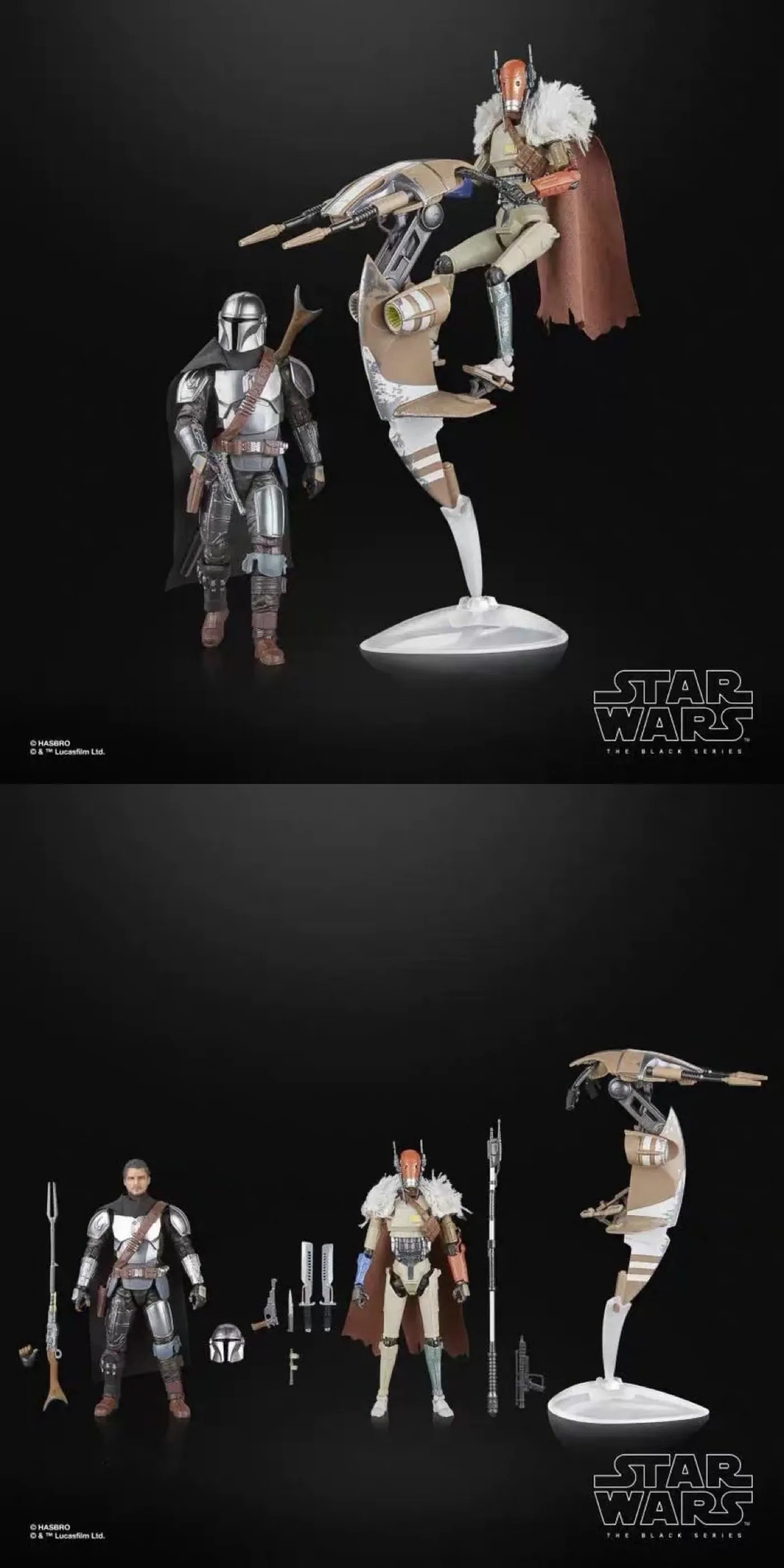 Black Series Mandalorian and Mercenary Guard Droid STAP