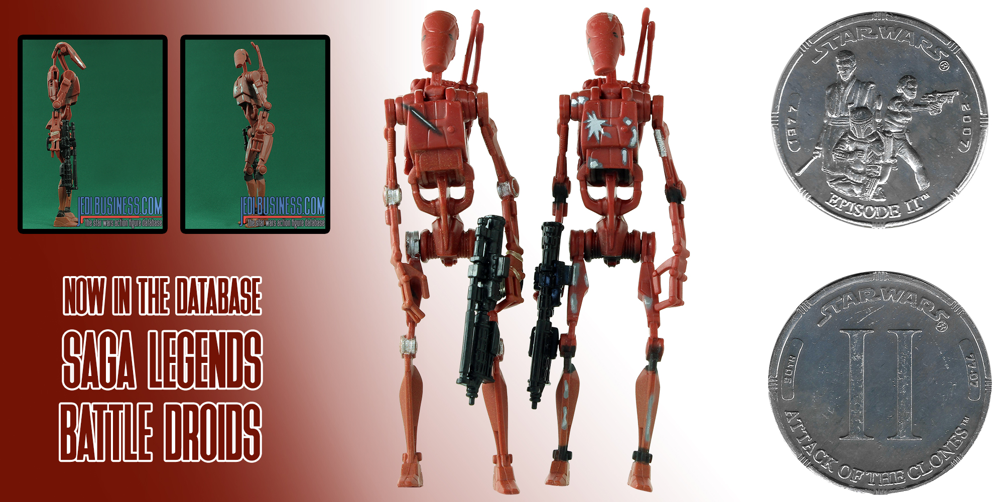 Star Wars Saga Legends - Conf. 2 Battle Droids (abbronzati) Con Moneta Da Collezione