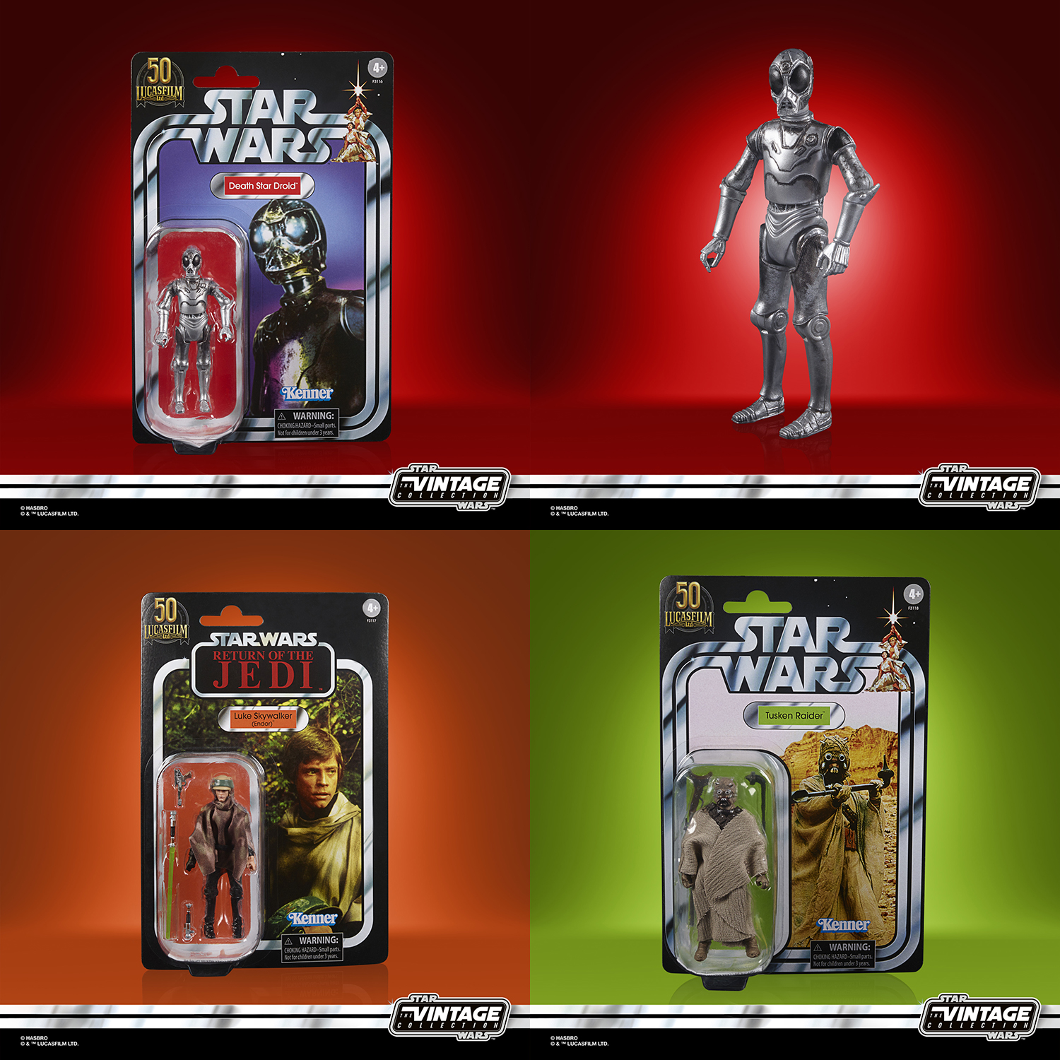 Vintage Collection Death Star Droid, Tusken Raider and Luke Skywalker Endor
