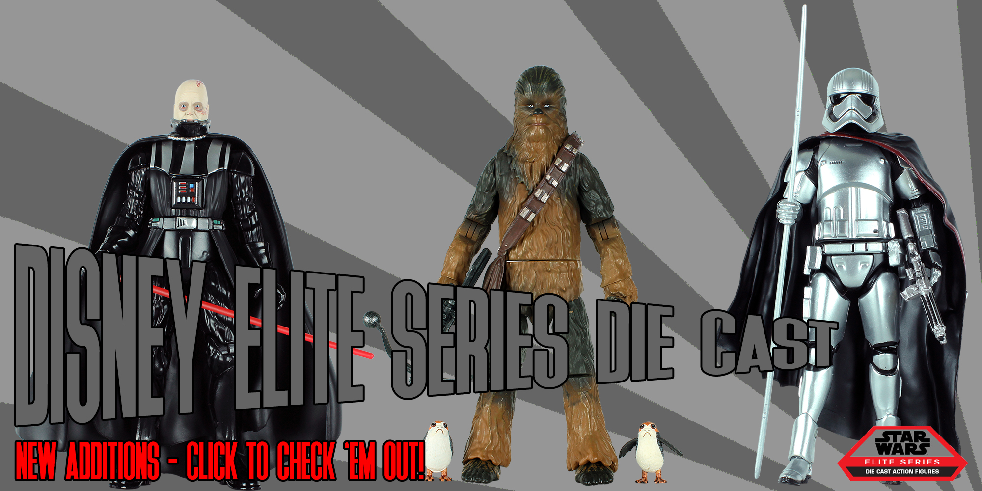 New Additions: Elite Series Darth Vader, Chewbacca, Porgs, Captain Phasma